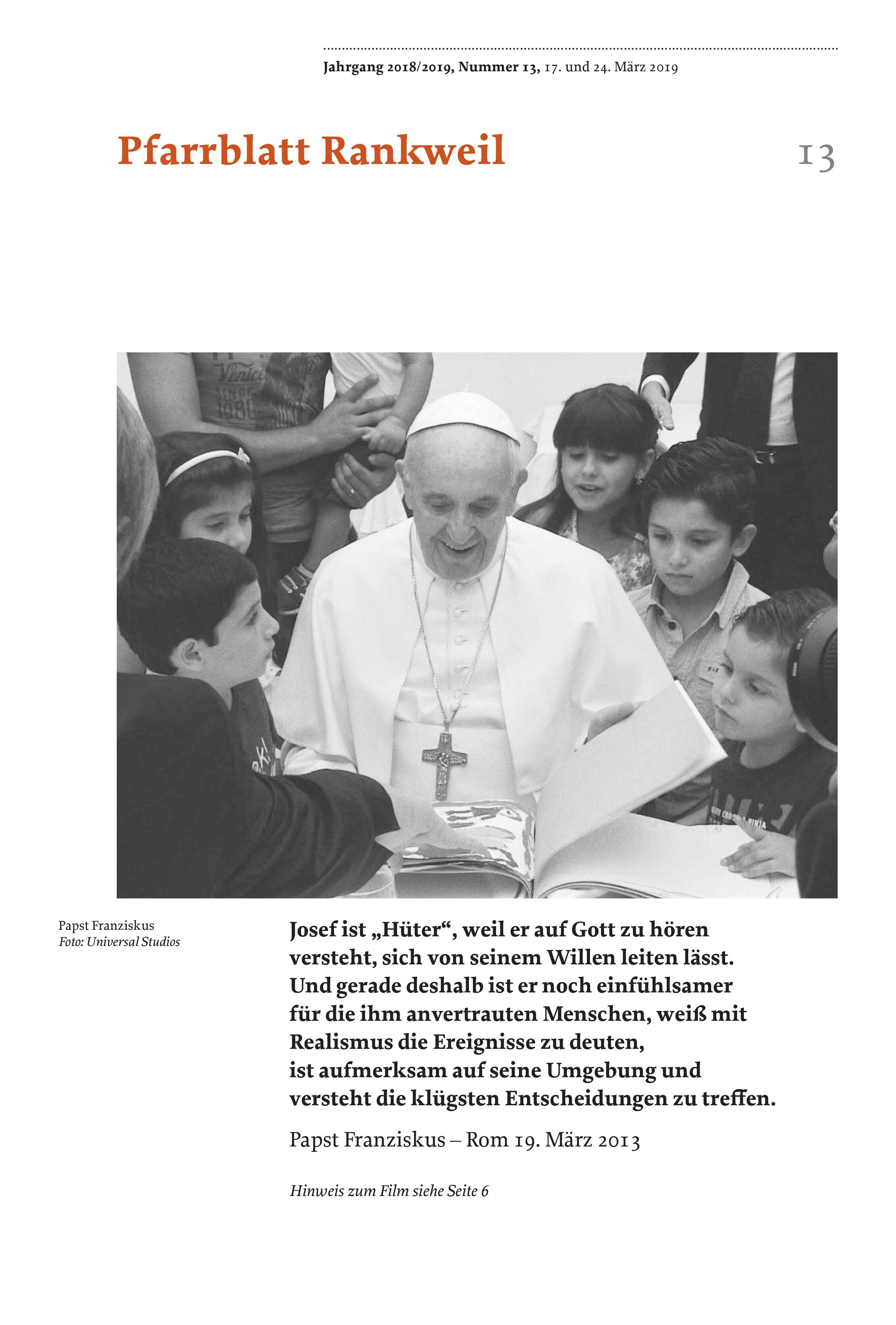 Titelseite Pfarrblatt Nr. 13