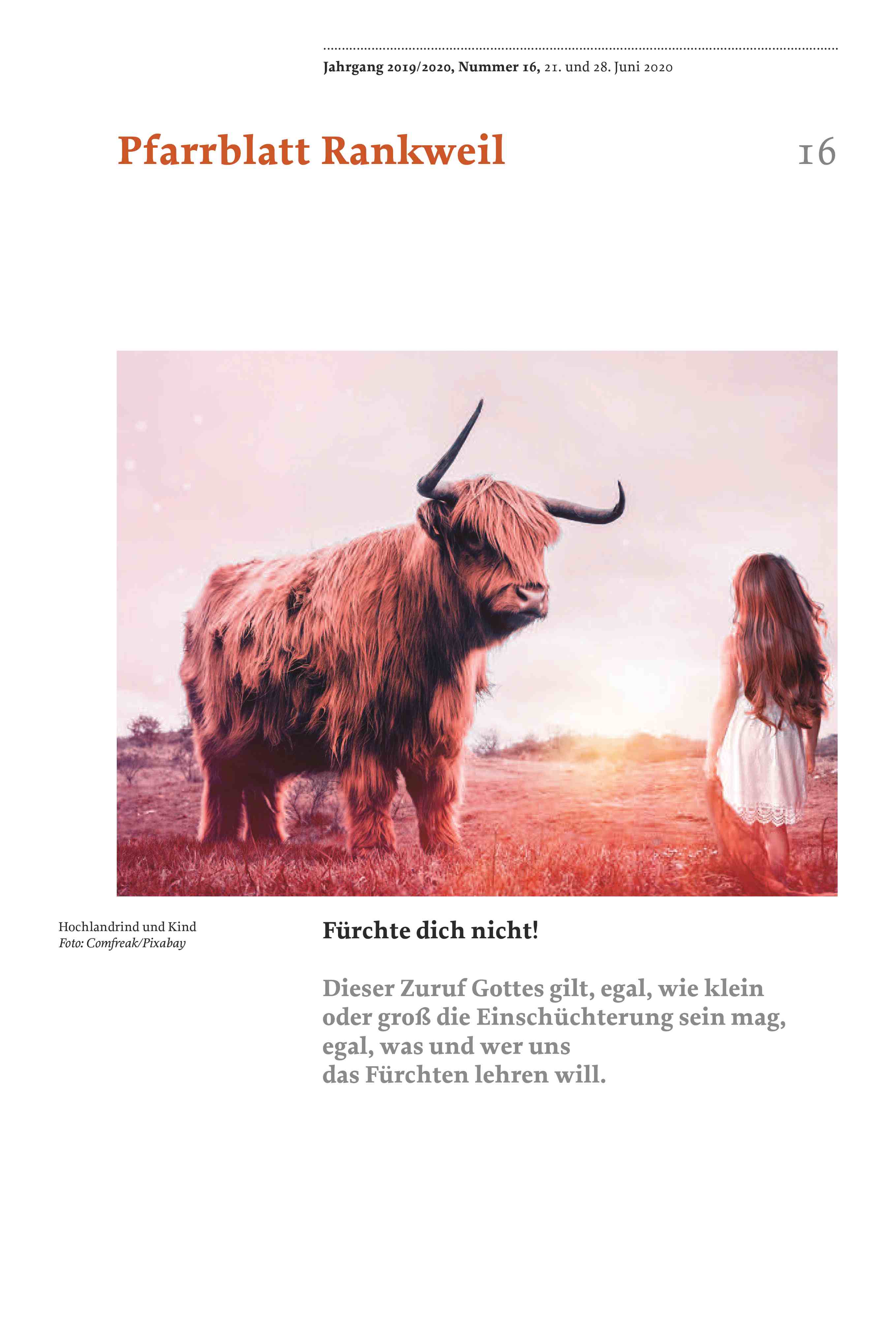 Titelseite Pfarrblatt Nr. 16
