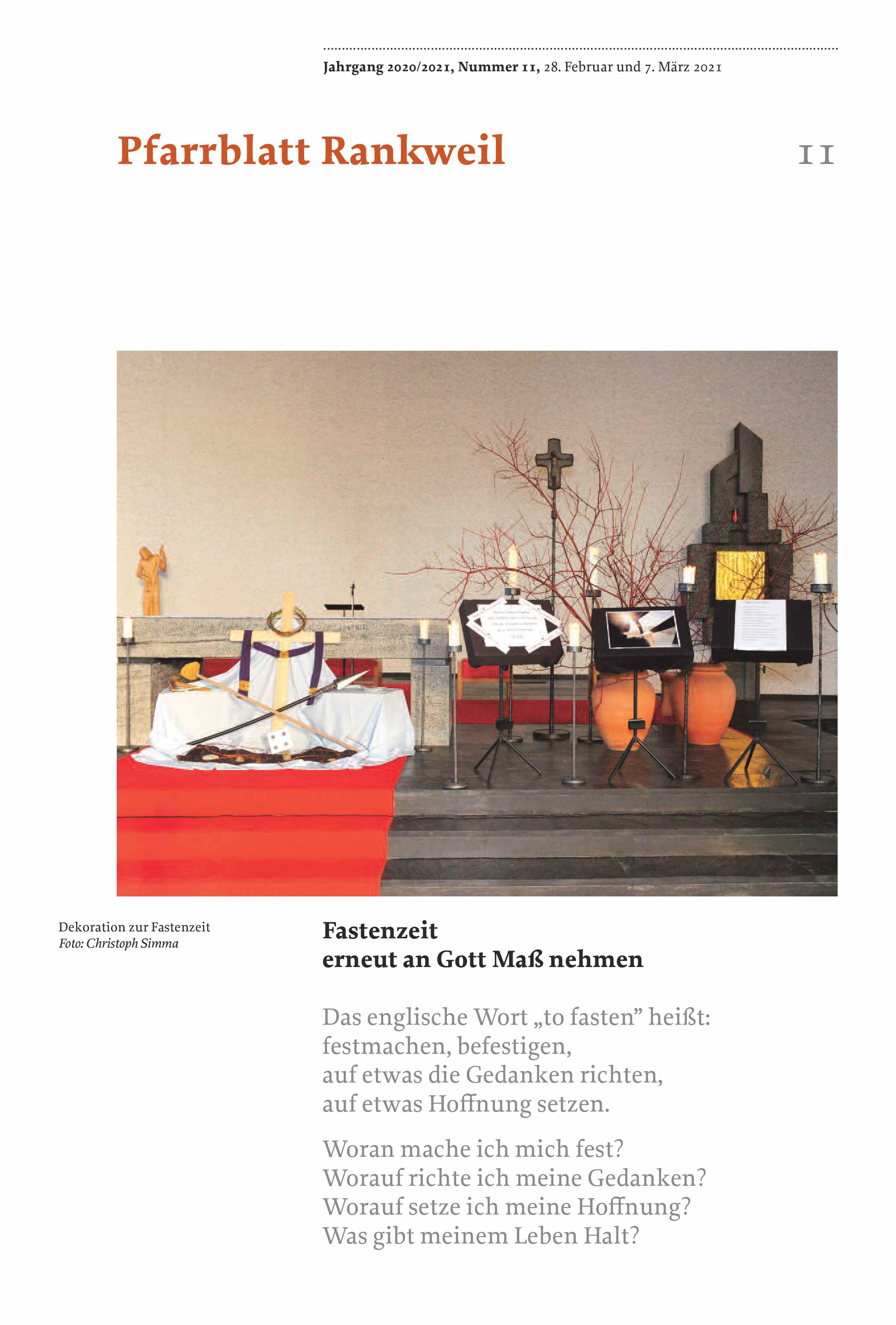 Titelseite Pfarrblatt Nr. 11